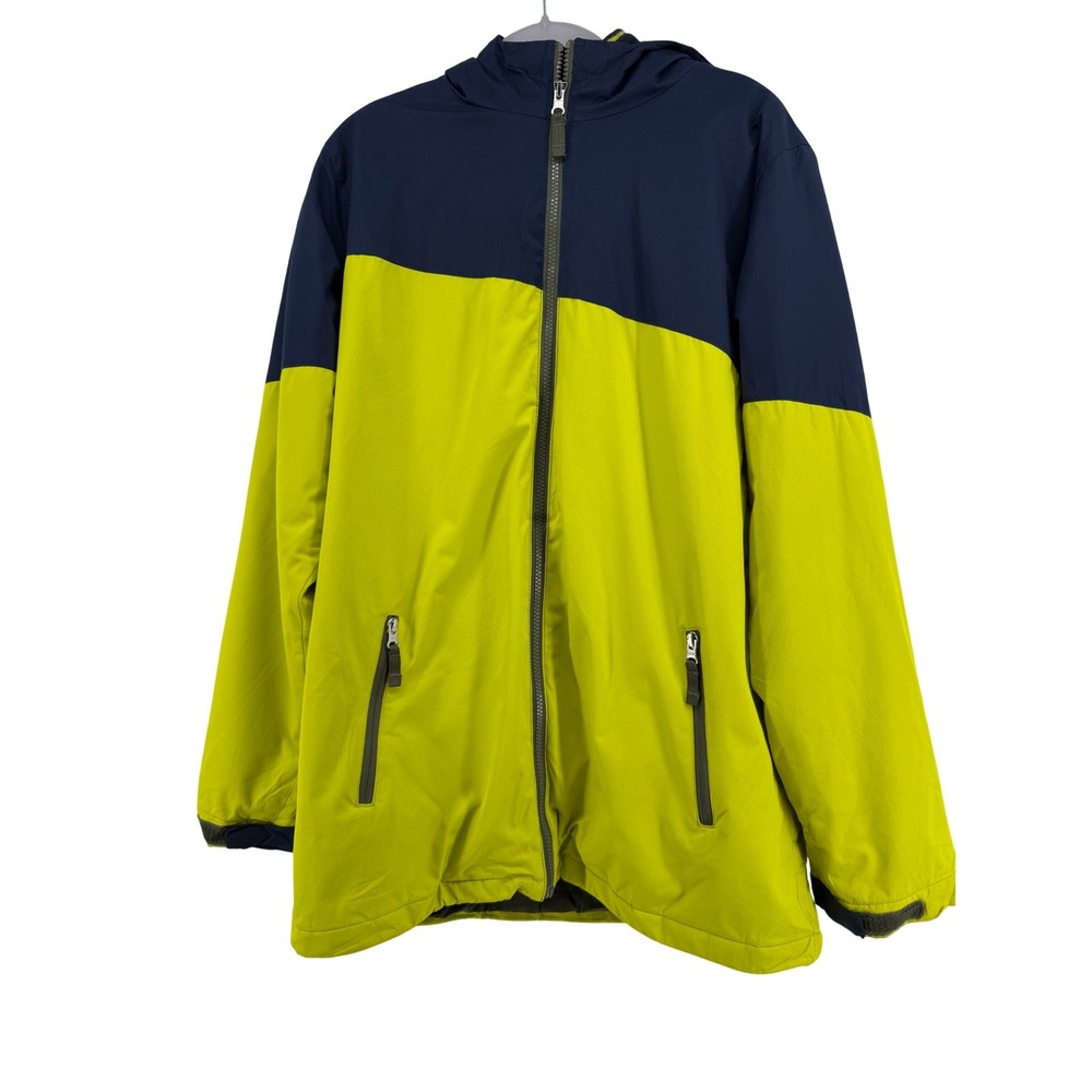 Lands‎ End Squall Grow Along Jacket Boys XL 18-20 Lime Green Navy Fleece Zip Out